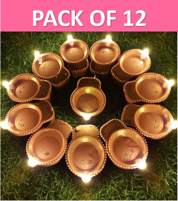 Sajo Fashion Beautiful Water Sensor Diya Set pack of 12 Plastic (Pack of 12) Table Diya Set(Height: 2 inch)