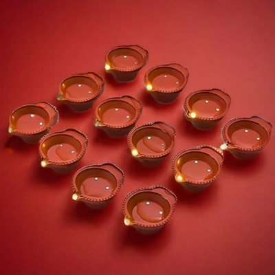 3BAAN Plastic (Pack of 12) Table Diya Set(Height: 2 inch)