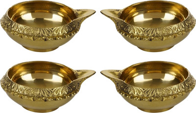 SBBCO Kuber brass diya Brass (Pack of 4) Table Diya Set(Height: 0.8 inch)