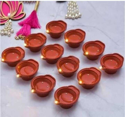 Manya Creations Plastic (Pack of 12) Table Diya Set(Height: 1.5 inch)