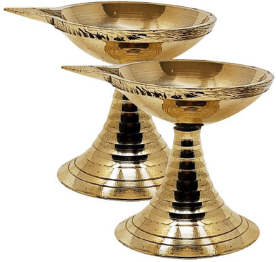 Heaven Decor Heaven Decor Brass Table Diya with Stand (Pack of 2) Brass (Pack of 2) Table Diya Set(Height: 2.2 inch)