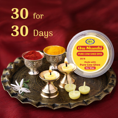 Om Shanthi Cycle Pure Cow Ghee Diya, 30N Cotton Wick
