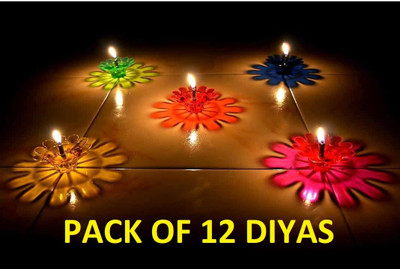 EKOKI Plastic (Pack of 12) Table Diya Set(Height: 1.5 inch)