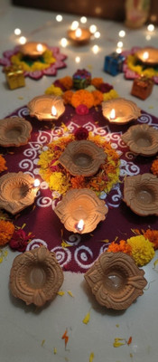 Le gleares Terra-Aura (Set of 10) Terracotta (Pack of 10) Table Diya Set(Height: 1.5 inch)