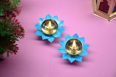 Fashion Bizz Fashion Bizz Akhand Lotus/Kamal Diya | Akhand Jyot | Magical Lantern Brass Diya Brass, Iron (Pack of 2) Table Diya Set(Height: 1.5 inch)