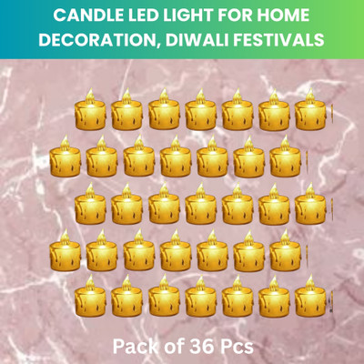 SACRO LED Candle Lights, LED Flameless Crystal Tea Candles Light For Diwali DécorZW371 Plastic (Pack of 36) Table Diya Set(Height: 2 inch)