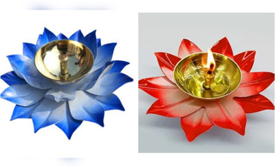 Hithika creation Brass (Pack of 2) Table Diya Set(Height: 3 inch)