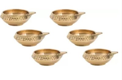 NAU NIDH ENTERPRISES Brass Diya Medium Size , Brass (Pack of 6) Table Diya Set(Height: 1 inch)