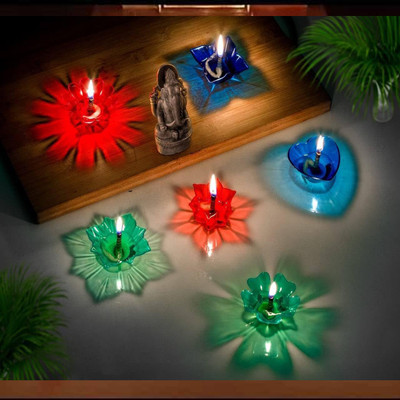 Smiling Cart Plastic (Pack of 12) Table Diya Set(Height: 1 inch)