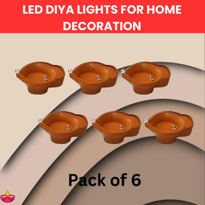 Clairbell LED Water Diya & Water Sensor Diya for Diwali Festival Home & Office Décor_6A475 Plastic (Pack of 6) Table Diya Set(Height: 2 inch)