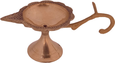 SPRITUAL POOJA AND PUJARI PURE BRASS GANGA AARTI TABLE DIYA SMALL (DEEPAK) Brass Table Diya(Height: 1.5 inch)