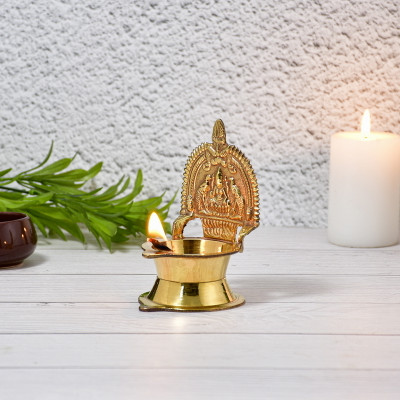 T-KA108 Diwali Special Lakshmi Pooja Pure brass Kamakshi diya pack of 1 Brass Table Diya Brass Table Diya(Height: 4 inch)