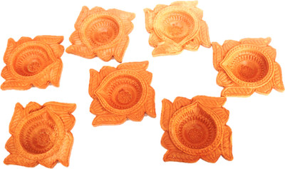 Jetwals Terracotta (Pack of 7) Table Diya(Height: 2 inch)