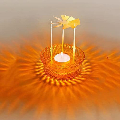 Craftam Sai Suraj -Self Rotating Reflection Diya Plastic Table Diya Set(Height: 5 inch)