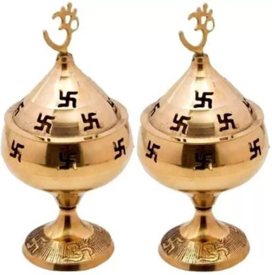 DARIDRA BHANJAN Akhand Jyoti Deepak For Spritual Purpose Brass (Pack of 2) Table Diya Set Brass (Pack of 2) Table Diya Set(Height: 4.5 inch)