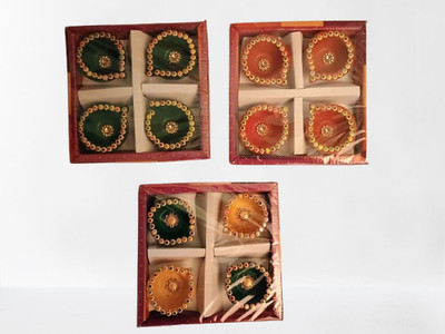 Signature Mitti Handmade designer diyas Earthenware (Pack of 4) Table Diya Set(Height: 0 cm)