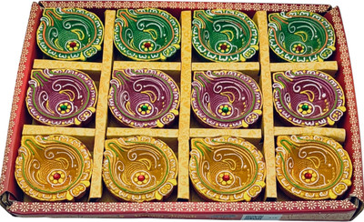SONKARS Terracotta (Pack of 12) Table Diya(Height: 2.5 inch)