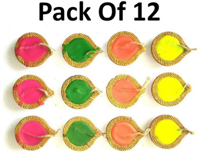 Magic Providers Earthenware (Pack of 12) Table Diya Set(Height: 1.2 inch)