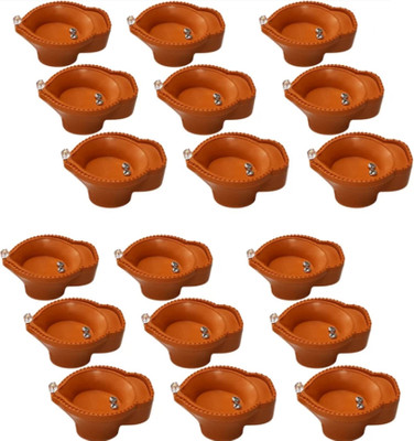 Da Novira Water Sensor Reusable LED Diyas for Home Decor, Festivals Decoration Diwali_10 Plastic (Pack of 18) Table Diya Set(Height: 1 inch)