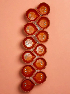 3BAAN X15 Sensor Brown Real Diya, Lighten Up When Fill with Water Plastic Plastic (Pack of 12) Table Diya Set(Height: 2 inch)