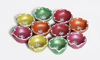 Puff Smart Terracotta (Pack of 10) Table Diya Set(Height: 1.5 inch)