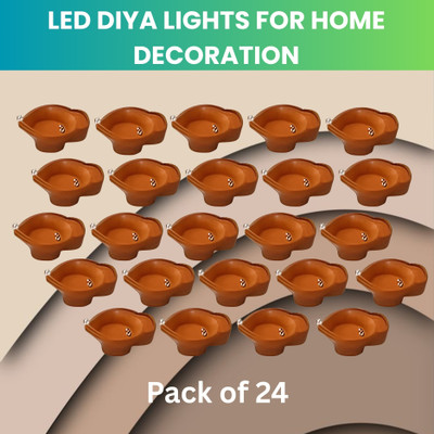 Frony Water Sensor Diya, Electric LED Diyas for Diwali & Office Décor Pack of 24 Q274 Plastic (Pack of 24) Table Diya Set(Height: 2 inch)