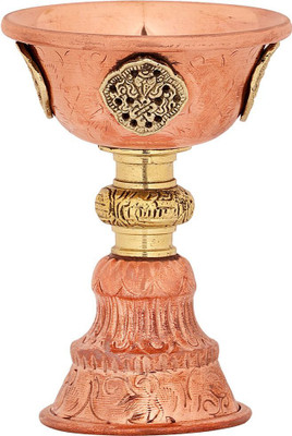 NEW INDIA METAL EMPORIUM Brass Butter lamp/Pooja Deepak/Oil lamp 5 inches Copper Table Diya(Height: 5 inch)