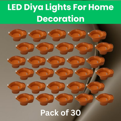 SACRO Water Sensor Diya LED Water Diyas for Diwali Home & Office Décor Pack of 30 B137 Plastic (Pack of 30) Table Diya Set(Height: 2 inch)