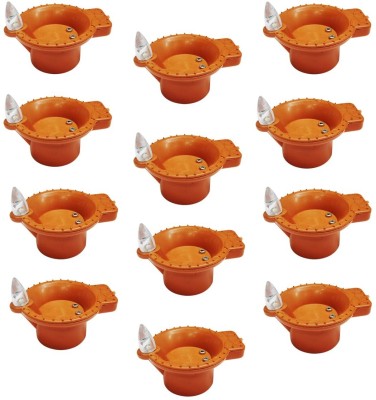 Shubhanjali Water Sensor LED Diya 12Pcs Flameless & Smokeless LED Tealight Diwali Home Decor Plastic (Pack of 12) Table Diya Set(Height: 2 inch)