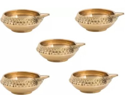 NAU NIDH ENTERPRISES Brass Diya Medium Size Brass (Pack of 5) Table Diya(Height: 2.54 inch)