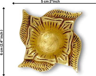 PRATEEK Brass Diya for Puja Room Mandir Swastik Diya for Pooja DI-03 Brass (Pack of 4) Table Diya Set(Height: 0.5 inch)