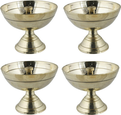 ShubhJyoti Brass (Pack of 4) Table Diya Set(Height: 2.5 inch)
