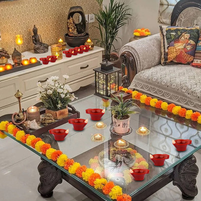 Triangle Ant ™Water Sensor Diwali Diya Flameless Yellow LED Diya Smokeless Candle Plastic (Pack of 12) Table Diya Set(Height: 2 inch)