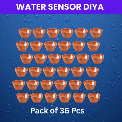 Clairbell LED Water Diya, Water Sensor Diya for Diwali Festival Home & Office DécorZQ169 Plastic (Pack of 36) Table Diya Set(Height: 2 inch)