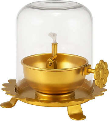 DECOREHUB Brass Table Diya(Height: 5.3 inch)