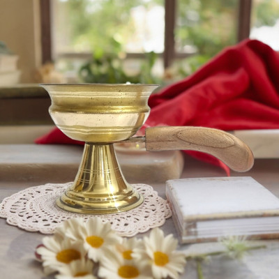 Divine Bazaar Dhoop Loban Dani, Dhuna stand, Brass Dhunachi Brass Table Diya(Height: 4.33 inch)