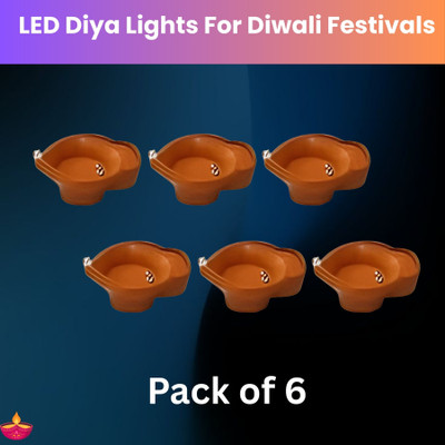 Clairbell LED Water Diya & Water Sensor Diya for Diwali Festival Home & Office Décor_6S77 Plastic (Pack of 6) Table Diya Set(Height: 2 inch)