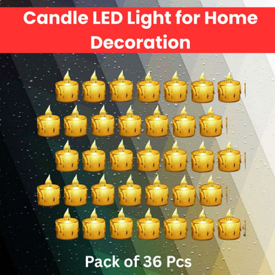 SACRO LED Candle Lights, LED Flameless Crystal Tea Candles Light For Diwali DécorZQ82 Plastic (Pack of 36) Table Diya Set(Height: 2 inch)