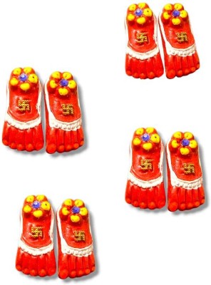 BSKD Terracotta Maa Laxmi Ji Mini Charan Paduka Terracotta (Pack of 4) Table Diya(Height: 2 inch)