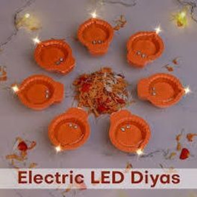 SUVIKSHA Water sensor diya for diwali, led Diya lights Pack of 6 Plastic (Pack of 6) Table Diya Set(Height: 1.5 inch)