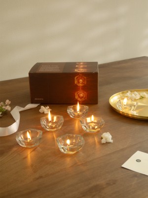 ellementry Kanchdeep Diyas Set of 24 Glass (Pack of 24) Table Diya Set(Height: 1.18 inch)