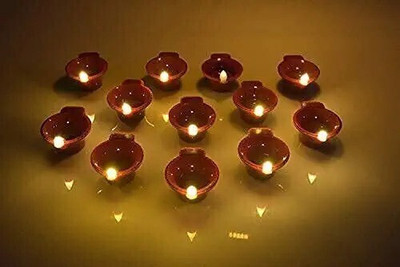 Magnate Water Sensor Diya,Sensor Tea Light,Festive Blessings Diwali Diya for Decoration Plastic (Pack of 6) Table Diya Set(Height: 4 inch)