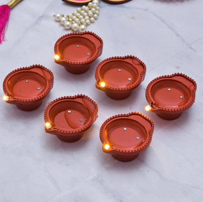 Da Novira Water Sensor Led Diyas for Home Decor, Festivals Decoration Diwali Lights Plastic (Pack of 6) Table Diya Set(Height: 3.5 inch)