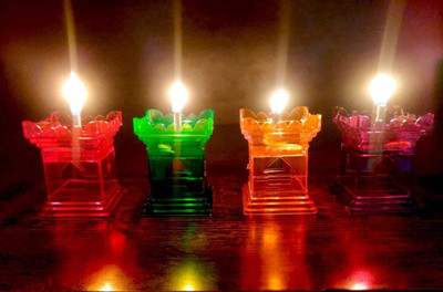 OSHD Plastic (Pack of 4) Table Diya Set(Height: 3 inch)