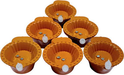 Samogrik LED Diya for Home Decoration [Water sensor] Plastic (Pack of 6) Table Diya Set(Height: 1.5 inch)