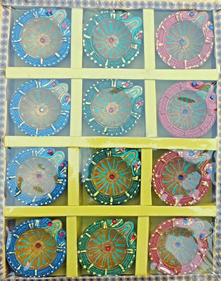 Yashika Earthenware (Pack of 12) Table Diya Set(Height: 2.5 inch)
