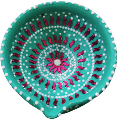KRITY Terracotta (Pack of 2) Table Diya Set(Height: 2.3 inch)