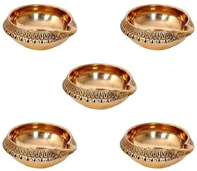 Uniqon Pack Of 5 Pcs Brass Diwali Kuber Pedi Diya Stand (No 0 Small Size ) Diya Oil / Ghee Lamp for Puja Purpose Brass (Pack of 5) Table Diya(Height: 0.98 inch)