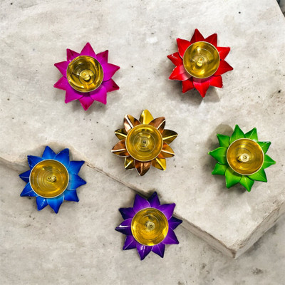 Shri Ji Collection Creatives Puja Deepak Multicolor Brass (Pack of 4) Table Diya Set(Height: 2 inch)