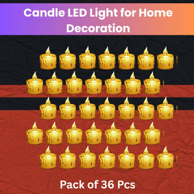 YAROH LED Candle Lights, LED Flameless Crystal Tea Candles Light For Diwali DécorZE219 Plastic (Pack of 36) Table Diya Set(Height: 2 inch)
